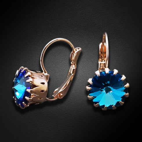 Auskarai "Vintāžš VI (Bermuda Blue)" su Swarovski™ kristalais